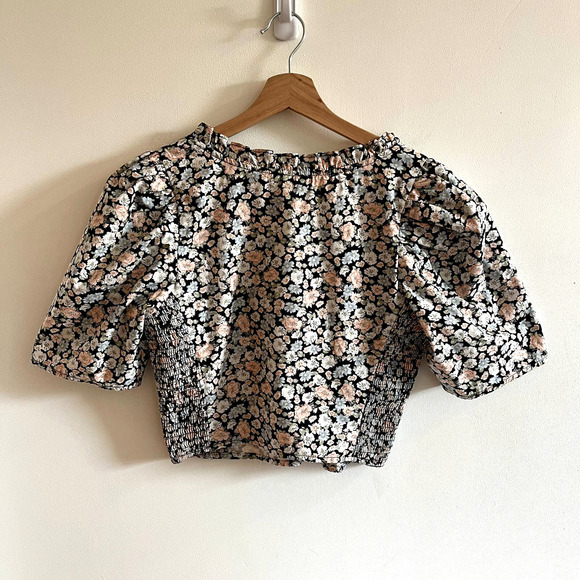 Levi's Louise Smocked Crop Top in Vanessa Floral Obsidian - Size S - Picture 5 of 12